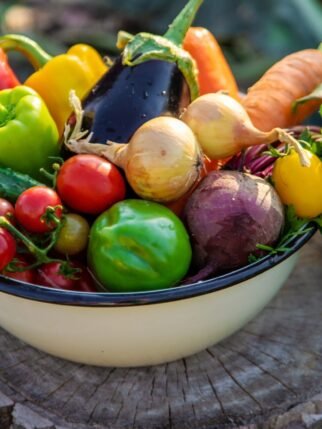 Vegetables,In,A,Bowl,On,A,Hemp.,Bio,Healthy,Food. vegetables in a bowl on a hemp. Bio healthy food. Organic vegetables.